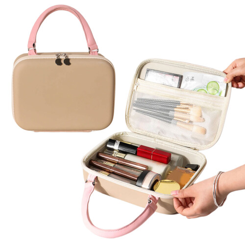 Compact Waterproof Makeup Bag For Travel With Unique-Pink 2