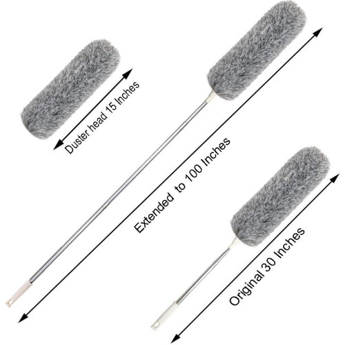 Cobweb Brush for High Ceilings, Bendable Microfiber Head Ceiling Fan Cleaner, Washable Duster Kit with Extendable Long Pole, Reusable Microfiber, Prot 2