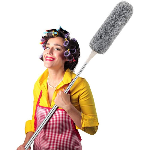 Cobweb Brush for High Ceilings, Bendable Microfiber Head Ceiling Fan Cleaner, Washable Duster Kit with Extendable Long Pole, Reusable Microfiber, Prot 1