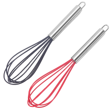 Professionelles Schneebesen-Set zum Kochen und Backen, antihaftbeschichteter Edelstahl-Schneebesen mit silikonbeschichtetem Draht, ergonomischer