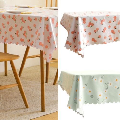 Rectangular PVC Tablecloth Freshing Pastoral-Peach Style 1 1