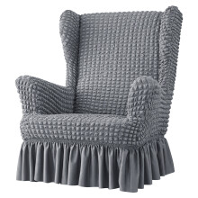 Plaids Wingbacks Chair Covers for Living Room Stretches-Grey