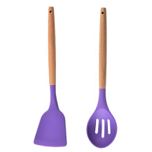 Siliconen keukengerei, ergonomisch ontworpen handgreep, gemakkelijk te gebruiken en op te bergen, geschikt voor antiaanbakpannen. 2-delige set voor