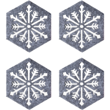 Julunderlägg med järnekbladmotiv, filtmaterial i vintagestil med värmeisolering och enkel rengöring för skydd av julbordet (4-pack)