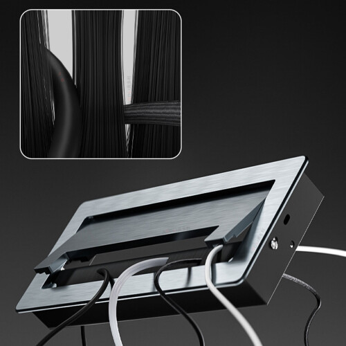 Rectangle Metal Desk Cable Management Grommet Brushed-60 by 9cm 2