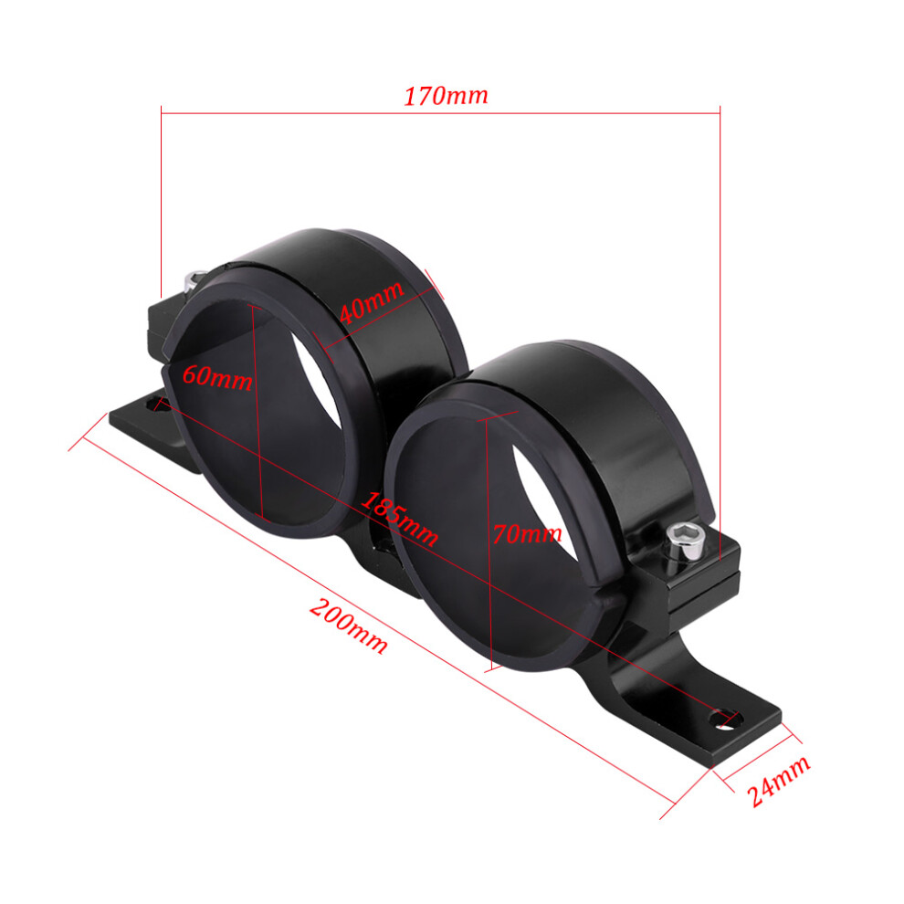 Aluminum Alloy 60Mm Fuel Pump Mounting Bracket Dual Filter Clamp Black 6901362728509