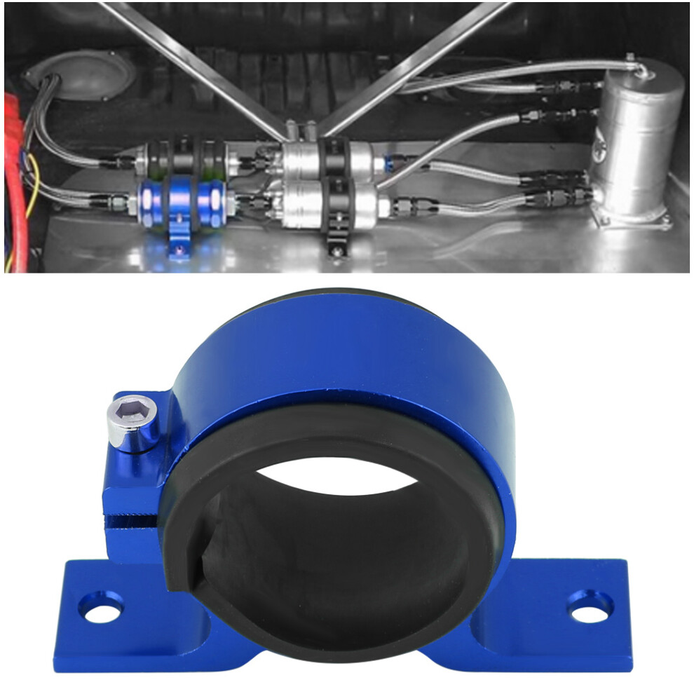 Car Fuel Pump Mounting Bracket 50Mm Aluminum Alloy Single Filter Clamp Blue 7891362728625