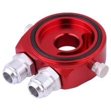 M20 x 1,5 Aluminium-Ölkühler-Sandwichplatten-Adapter 1/8 NPT für Ölfilter Rot