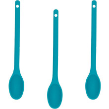 Silikon-Esslöffel-Set, elegantes Design, antihaftbeschichtet, hitzebeständig bis 250 C, BPA-frei, blau, 3-teilig, schützt Pfannen vor