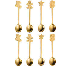 Festliche Weihnachtslöffel-Kollektion, Edelstahllöffel mit kreativen Designs, lebensmittelechtes Material für Kaffee, Tee und Desserts