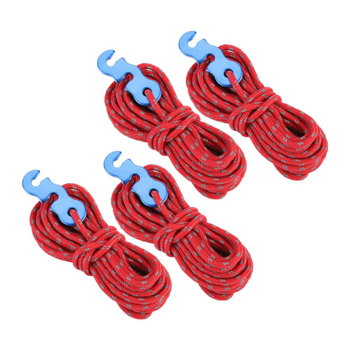 4pcs Reflective Tent Wind Rope Set, 370cm, Red 2