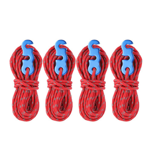 4pcs Reflective Tent Wind Rope Set, 370cm, Red 1