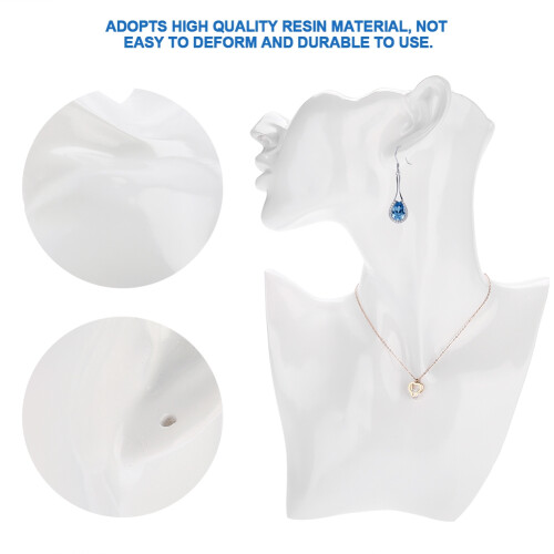 Necklace & Earring Display Mannequin Head White Lightweight & Robust Material