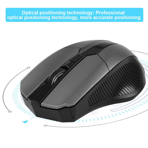 2.4GHz Wireless Optical Mouse for PC Laptop with USB Receiver - Grey