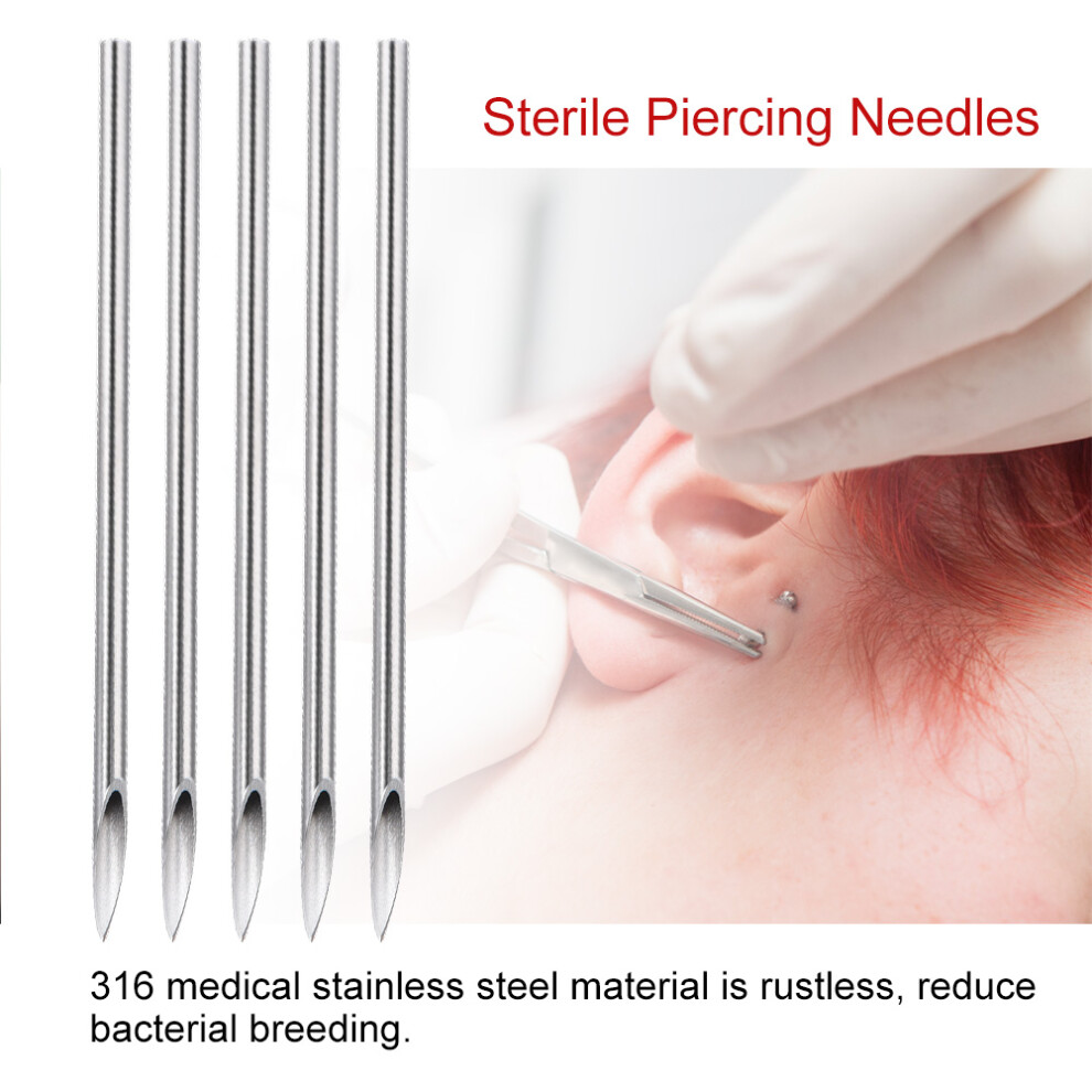 100PCS 16G Stainless Steel Disposable Piercing Needles for Nose, Ear, Lip