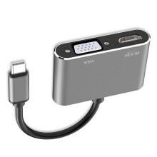 Type-C zu VGA Adapter 4K 30Hz Plug & Play, Grau, 14x6x2cm