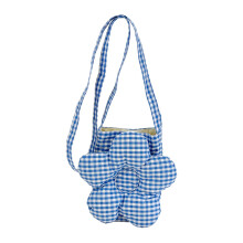 Sac à main à bandoulière réglable, Design en damier floral,-Bleu