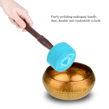 Handcrafted Hardwood Mallet for Tibetan Singing Bowl Light Blue Felt