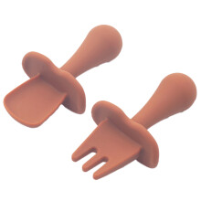 Sicheres, ungiftiges Silikon-Babybesteck, ergonomisches Design mit kurzem, abgerundetem Griff für babygeleitete Beikost, Schutzbarriere gegen