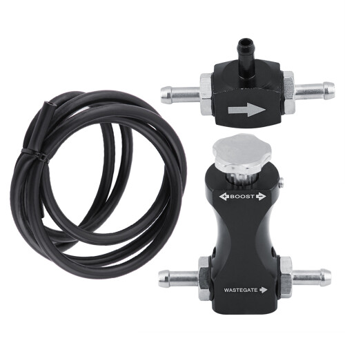 Universal Bilateral Turbo TEE Bleed Valve Manual Boost Controller Kit, Black