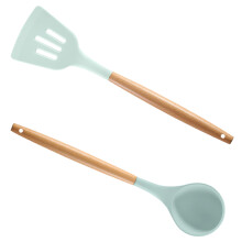 Deliciul bucătarului: ustensile de gătit din silicon cu mânere din lemn, set de ustensile de bucătărie pentru vase antiaderente, construcție