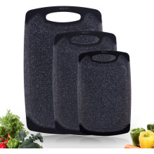 Schneidebrett-Set, hochwertiges PP-Material mit porenfreier Oberfläche, griffiger Griff und tiefe Saftrille, ideal für Fleisch, Gemüse, Obst und