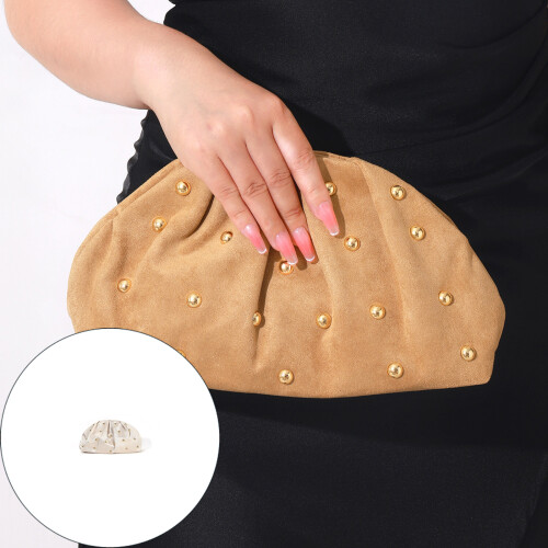 Pleated Clutches Purse Soft Cloud Dumpling Clutches-Champagne 1