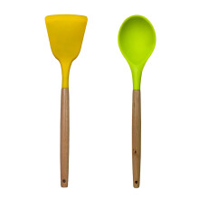 Set de ustensile de bucătărie pentru gătit fără efort, rezistente la căldură, ustensile anti-zgârieturi, aspect vintage cu mâner din lemn