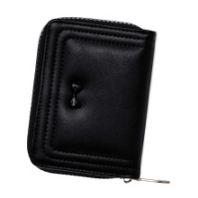 Bifold Clutch Purse,Minimalist Credit Card Holder,Women's-Black