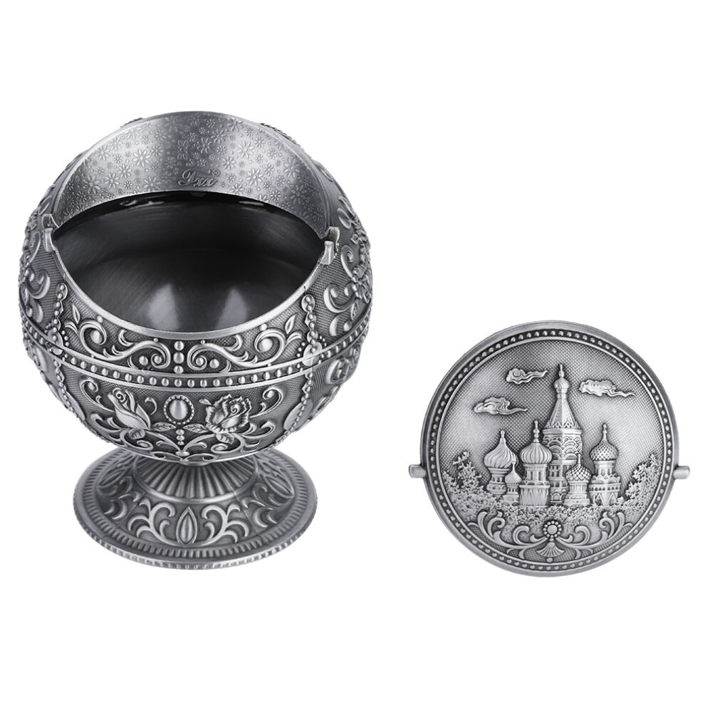 Metal Art Ashtray Silver Round Ball Design Vintage Gift 15cm Diameter-image-OPC-PN56NNS-NEW