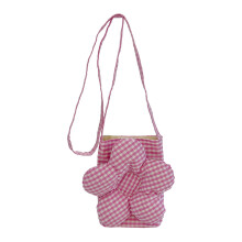 Floral Checkered Canvas Crossbody Bag Lightweight Shoulder-Pink