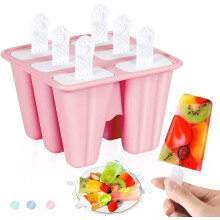 Flexible Silikon-Eisform, ideal für selbstgemachtes Eis am Stiel – leicht zu lösen und spülmaschinenfest (6 Stück)