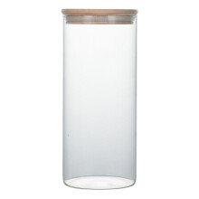 Barattoli di vetro per alimenti con coperchi in bambù, organizer decorativi trasparenti impilabili per dispensa, coperchio sigillato con guarnizione