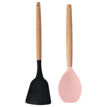 Ustensile de gătit din silicon, spatulă solidă și spatulă cu crestătură, ustensile de bucătărie rezistente la căldură, mâner ergonomic,