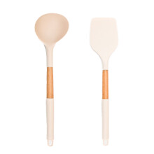 Ustensile de bucătărie din silicon, rezistente la căldură, antizgârieturi, design ergonomic, mâner din lemn, non-toxic, sigur pentru vase de