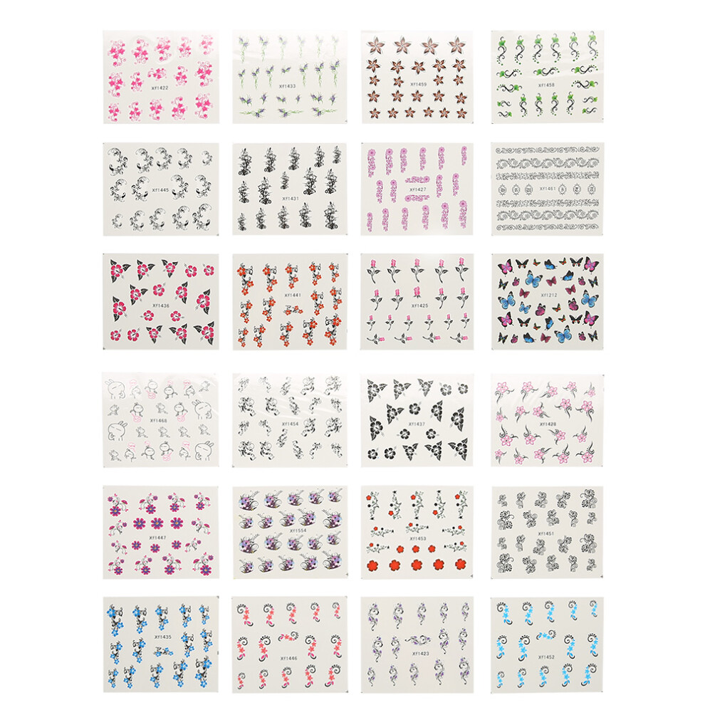 DIY Butterfly & Flower Nail Art Stickers Water Transfer 50 Sheets