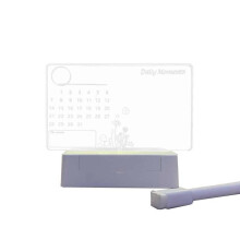 (C) Erasable Acrylic Calendar Monthly Calendar Planner Desk LED Night Light with Holder Stand Marker Pen Included Multicolor