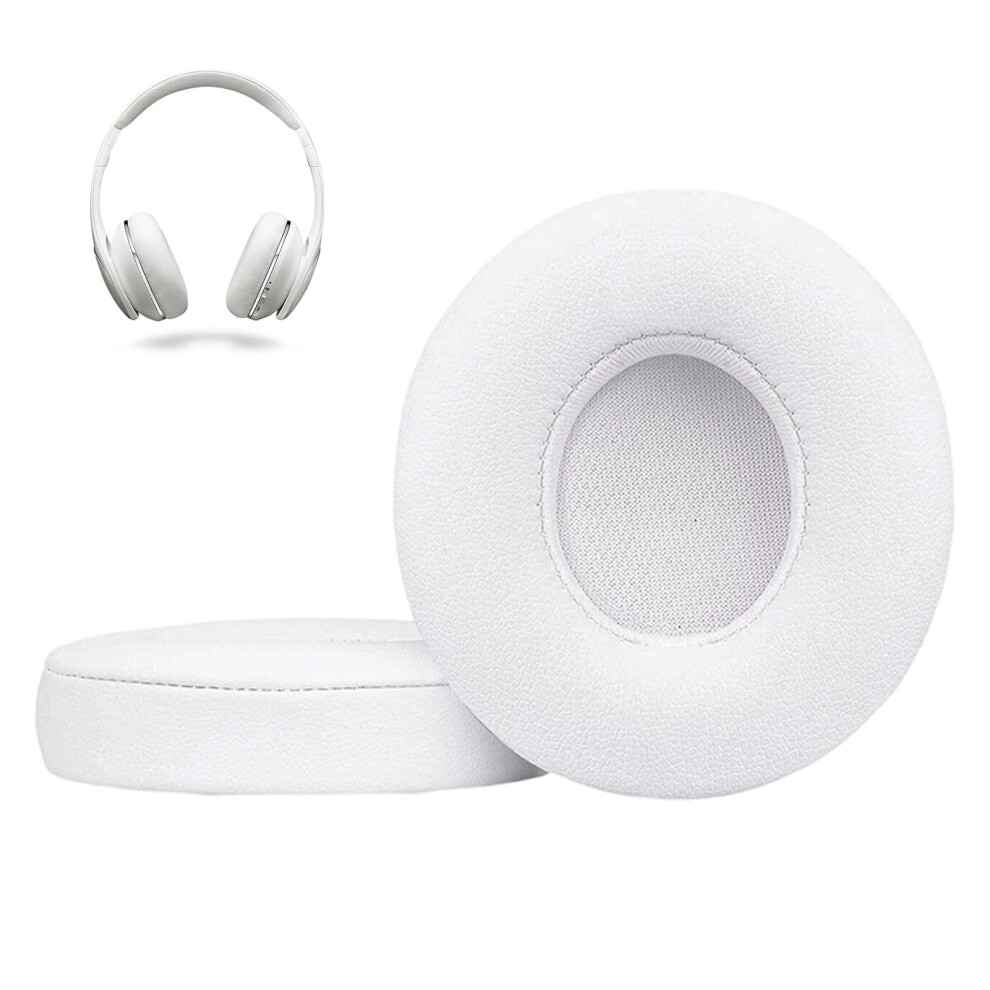 Replacement Earpads For Beats Solo 2 And Solo 3 Soft Protein Pu Leather Memory Foam Density Noise Isolation White 9105992188932