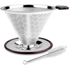 Fabriqué en acier inoxydable, ce porte-filtre à café filtre écologique améliore le goût du café et permet une infusion précise et facile à