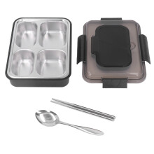 Marmita Bento em aço inoxidável próprio para alimentos, durável e portátil para suas aventuras diárias.