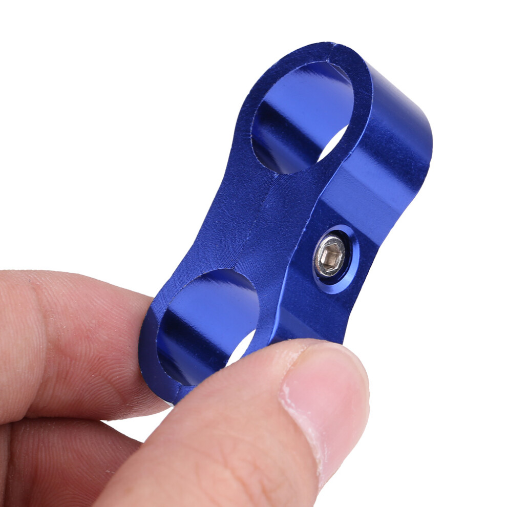 2Pcs An6 Hose Clamp Brackets Braided Fitting Separator Adapter Universal Blue 7891362747145