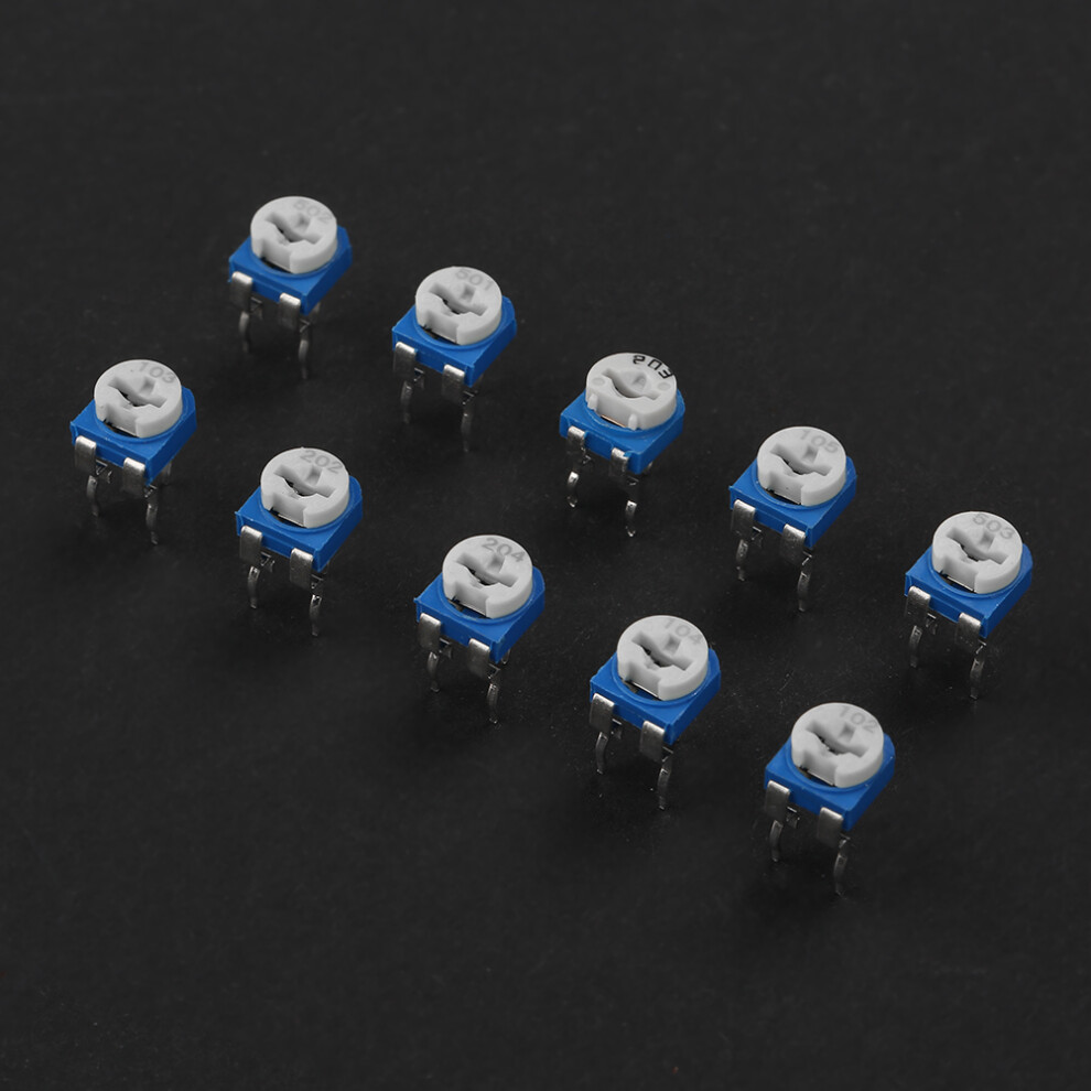 10V Blue White Variable Resistors 100Pcs Trimmer Pot For Electronics Rm065 3251362749657
