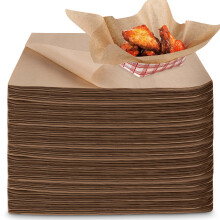 Papel para embrulho de alimentos gourmet, folhas de papel encerado para frios de 30x30 cm com base de kraft natural reciclável, folhas de papel