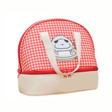 Lunch Bag for Women Men Cartoon Cats Lunch Bag-Red grid