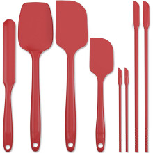 Antihaftgeeignetes Silikonspatel-Set, 8 schwarze Löffel und Spatel, flexibel und robust mit Edelstahlkern, hitzebeständig bis 250 C, ergonomisch
