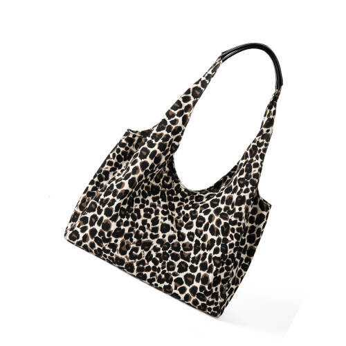 Women Casual Shoulder Bag Leopard Print Handbag Spacious-White
