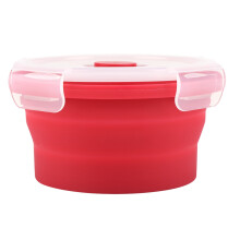 Contenedor de almacenamiento de alimentos de silicona plegable que ahorra espacio, apto para microondas, contenedor de control de porciones,