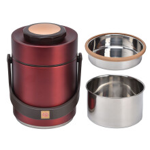 Termo portátil apilable de 3 niveles, fiambrera bento de tres compartimentos con recipiente para alimentos con aislamiento al vacío, tarro de