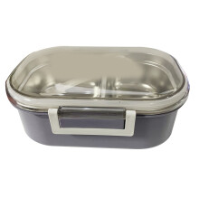 Recipientes para comida estilo Bento, lonchera de acero inoxidable con tapa de silicona antideslizante, caja Bento reutilizable con vajilla, apta