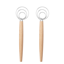Backen wie ein Profi: Einzigartiges Spiraldesign für perfektes Mischen, ergonomischer Holzgriff für bequemen Halt, robuster Edelstahl-Drahtkopf